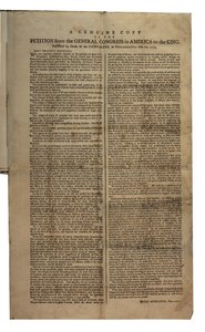 Petition from the General Congress in America to the King, Continental Congress, 26th October 1774