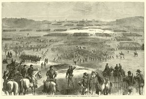 Position of the Confederate Army when the surrender was announced, April 1865 by American School
