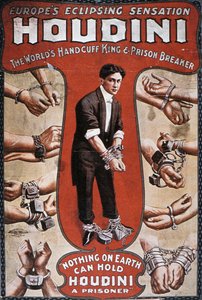 Poster advertising a performance by Houdini by American School