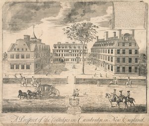 Print of Harvard University c. 1700