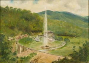 Round Knob Inn and the Fountain by American School