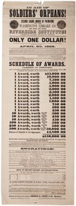 Second Grand Premiums by the Washington Library Co in aid of the Riverside Institution, 20th May 1867