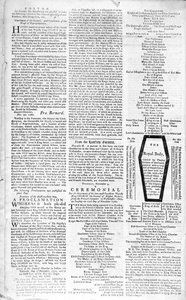Second page of the Boston Evening Post announcing the death of King George II (1683-1760), 5th January, 1761