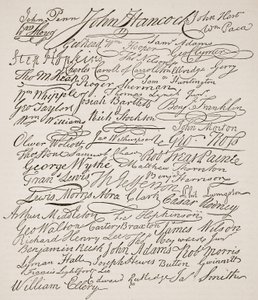 Signatures to the Declaration of Independence, 1776, illustration from Cassells Illustrated History of England by American School