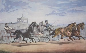 Stella and Alice Grey - Lantern and Whalebone, Passing the Stand (In their great match for in Double Harness over the Union Course L.I. June 5th 1855)