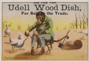 Thanksgiving Morning, Trade Card Advertising Udell Wood Dishes