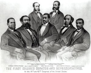 The First Colored Senator and Representatives, in the 41st and 42nd Congress of the United States, pub. by Currier and Ives, 1872 by American School