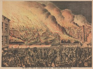 The Great Fire at Chicago, 9th October, view from the West side, 1871