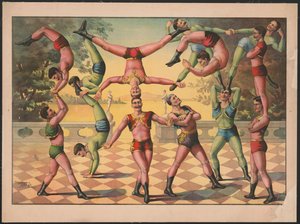 Thirteen Men Doing Acrobatics, c.1891