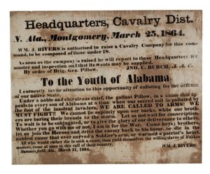 To the Youth of Alabama: We Are Calling to Arms! (Recruitment Broadside), 25th March 1864 by American School