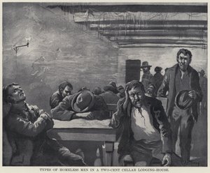 Types of Homeless Men in a Two-Cent Cellar Lodging-House by American School