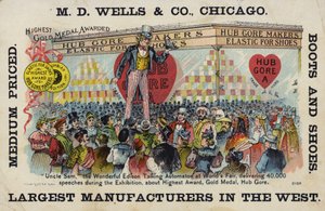 Uncle Sam Making Speech at World Fair by American School