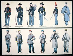 Union and Confederate Army Uniforms by American School