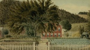 View of a Red House with a Picket Fence, 1854
