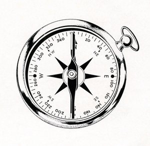 Vintage Illustration of a Compass by American School