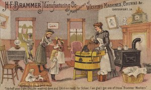 Woman Using Washing Machine by American School