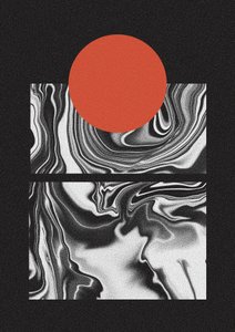 Red Sun Marble Flow by Amy Louise Baker