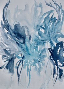 Abstract Blue Florals by Amy Tieman