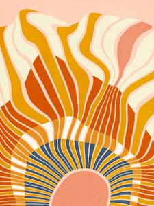 Rainbow Plus Shapes Blue Mustard 12 by Ana Rut Bre