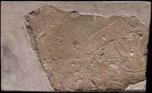 Wall Fragment from a Tomb Depicting a Harvest Scene by Ancient Egyptian