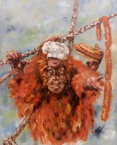 Funny Orangutan Chef by Anda Bieza