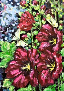 Red Hollyhock Butterflies