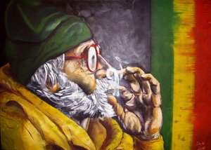 Smoking Rasta Man by Anda Bieza