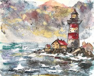 Stormy Lighthouse Coast by Anda Bieza