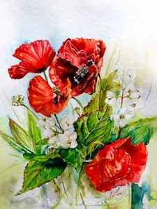 Vibrant Red Poppy Bouquet