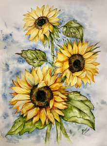 Vibrant Watercolor Sunflowers