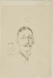 Head of a Man with Glasses with Two Sketches by Anders Zorn