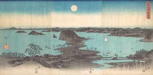 Panorama of the Eight Views of Kanasawa under a Full Moon, 1857 by Ando Hiroshige