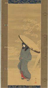 Woman Walking in the Snow by Ando Hiroshige
