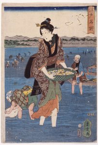 Large Wading Female Figure by Ando or Utagawa Hiroshige