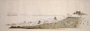 Cherry-Blossom Time, People Picnicking at Gotenyama by Ando or Utagawa Hiroshige