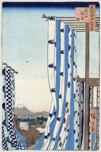The Dyers District in Kanda. One Hundred Famous Views Of Edo. Japanese print by Utagawa Hiroshige (1797-1858)