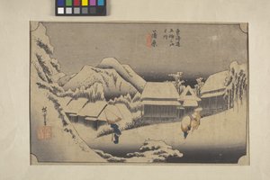 Evening Snow At Kambora by Ando or Utagawa Hiroshige