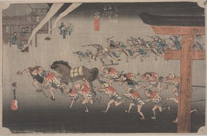 Festival at Atsuta Shrine by Ando or Utagawa Hiroshige