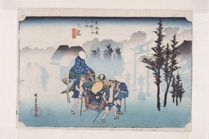 Mishima: Morning Mist by Ando or Utagawa Hiroshige