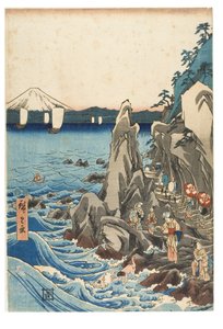 Pilgrimage to the Exhibition of the Benzaiten Statue in the Main Shrine of Iwaya at Enoshima in the Province of Sagami by Ando or Utagawa Hiroshige