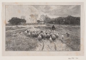 Landscape with Sheep and Shepherd by André Bork