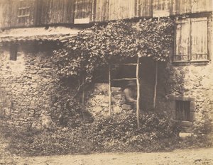 Rustic Building with Man under Trellis, ca. 1853 by André Giroux