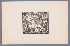 Woman on chair and sailor with accordion by André Lhote