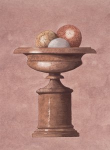 Marble Vase, Brown, Blue and Yellow Balls by Andras Kaldor