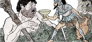 Odyssey of Homer: Odysseus Offers a Cup of Wine to Polyphemus, the Cyclops by Andre Bonamy