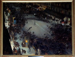 The Charge, Boulevard Montmartre. Scene of demonstrations in Paris. Painting by Andre Devambez (1867-1944) 1901 by Andre Devambez