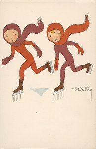 Two boys ice skating by Andre Foy