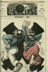 Actuals, Prussian soldier and French dancing in front of the cannons of the Franco-Prussian war. Cover in 