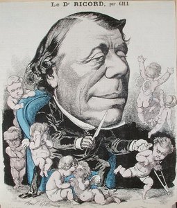 Caricature of Dr. Philippe Ricord (1800-89)