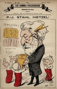 Cartoon of Pierre Jules Hetzel from 